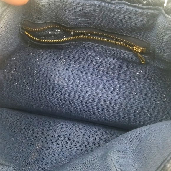 Navy Blue Crochet Handbag Boho Chic Whimsigoth Fairy Peasant - Picture 10 of 11